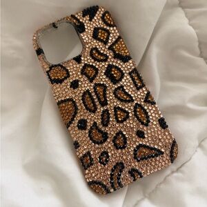 iPhone 15 Pro Max Rhinestone leopard case